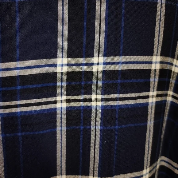 G.H. Bass XXL Navy Blue Plaid Button up Long Sleeve High Low - Picture 5 of 8